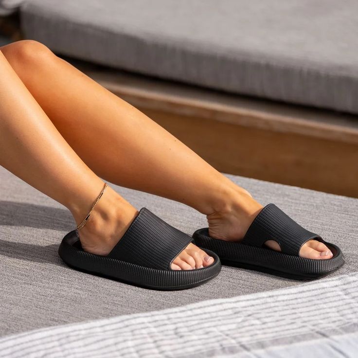 Casual Black Slide Sandals