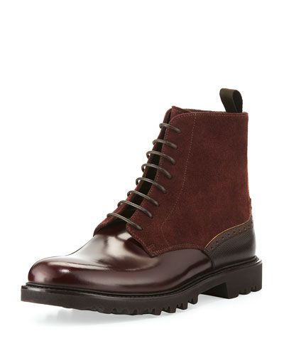 Combat Burgundy Ankle Boots