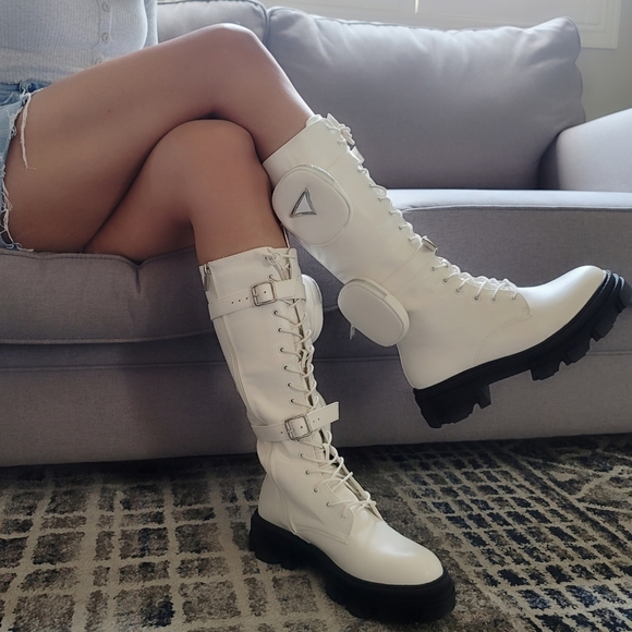 Combat White Combat Boots