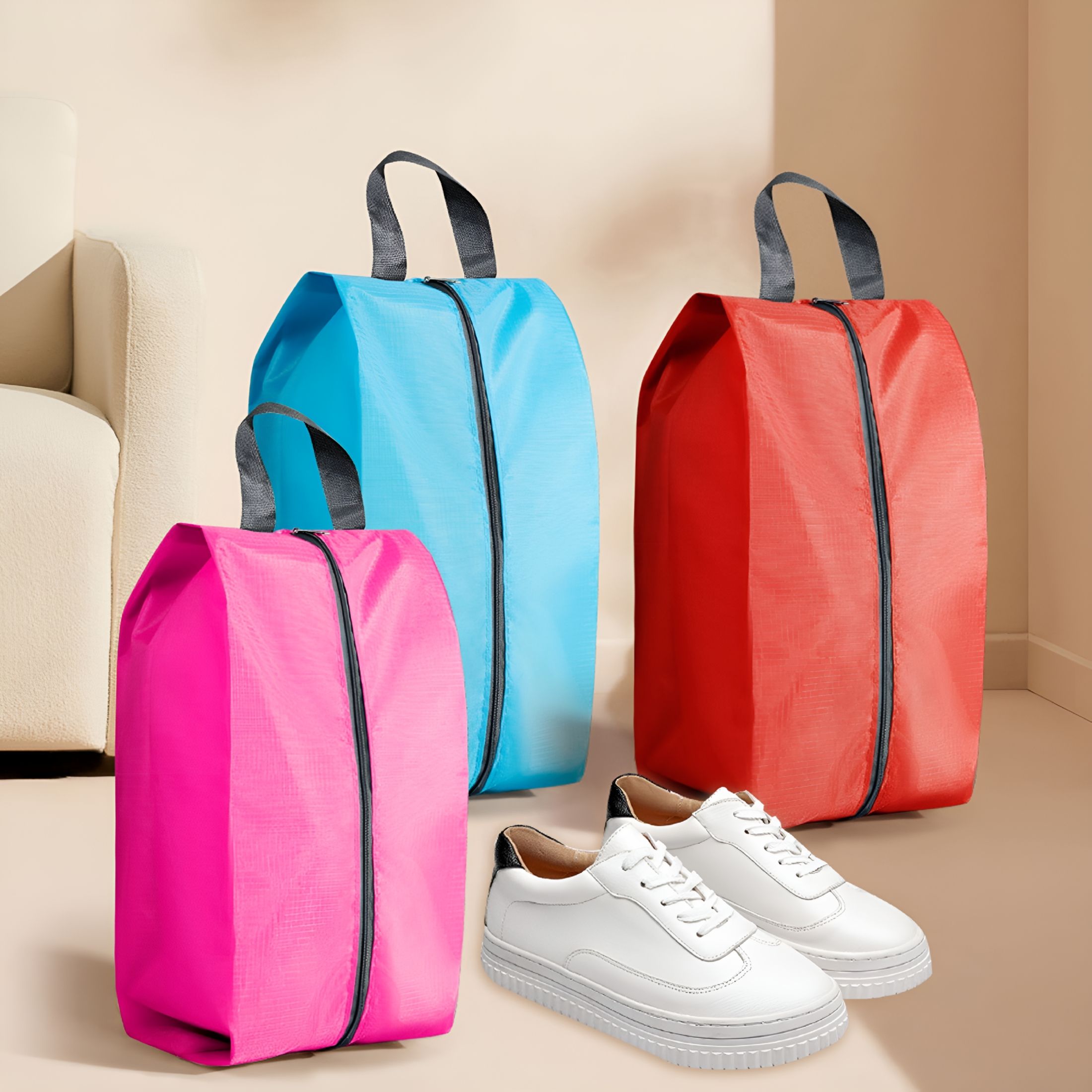 Cushioned Tan Shoe Bag