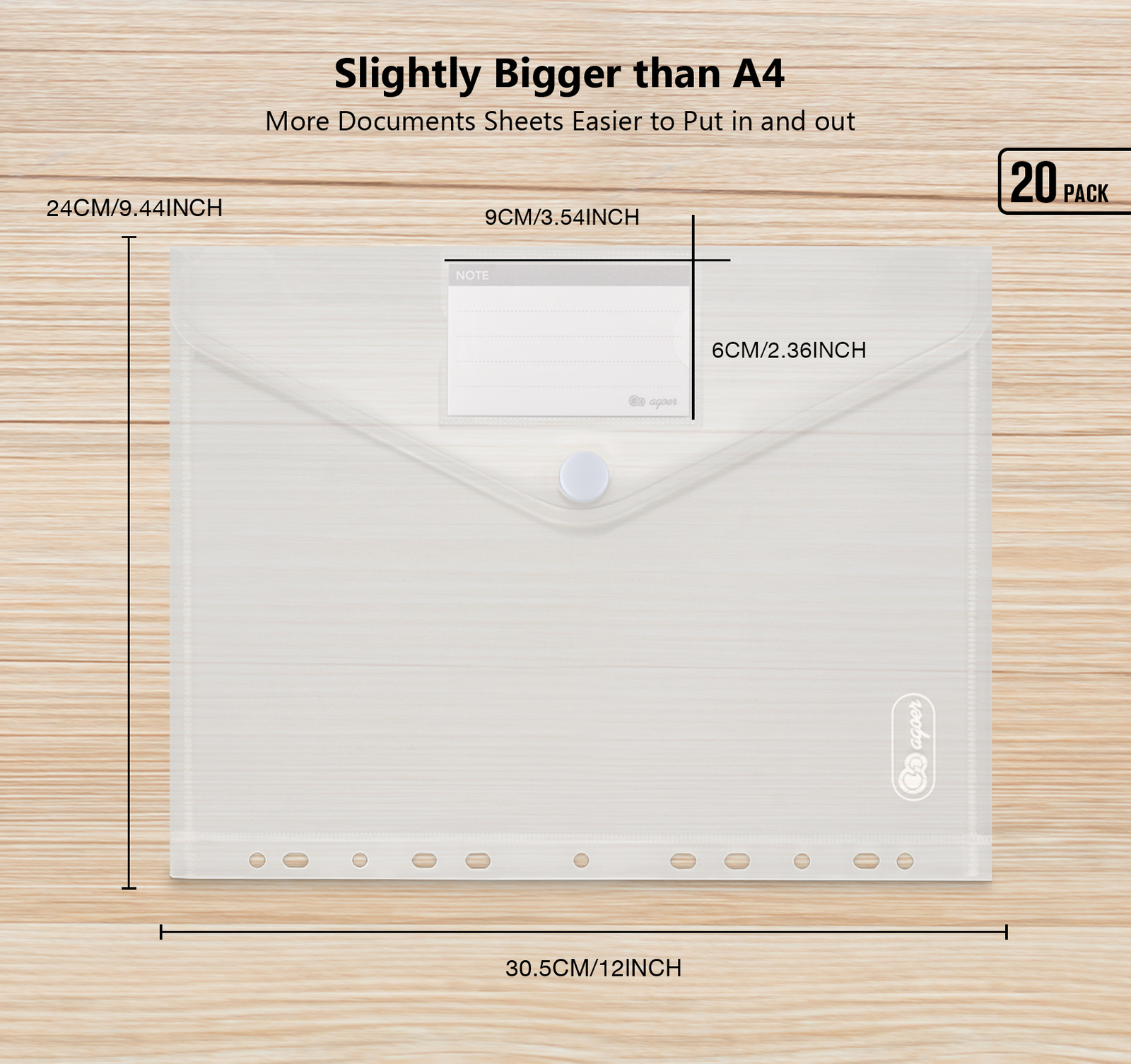 Document Wallet - A4 - White - 20 Pack