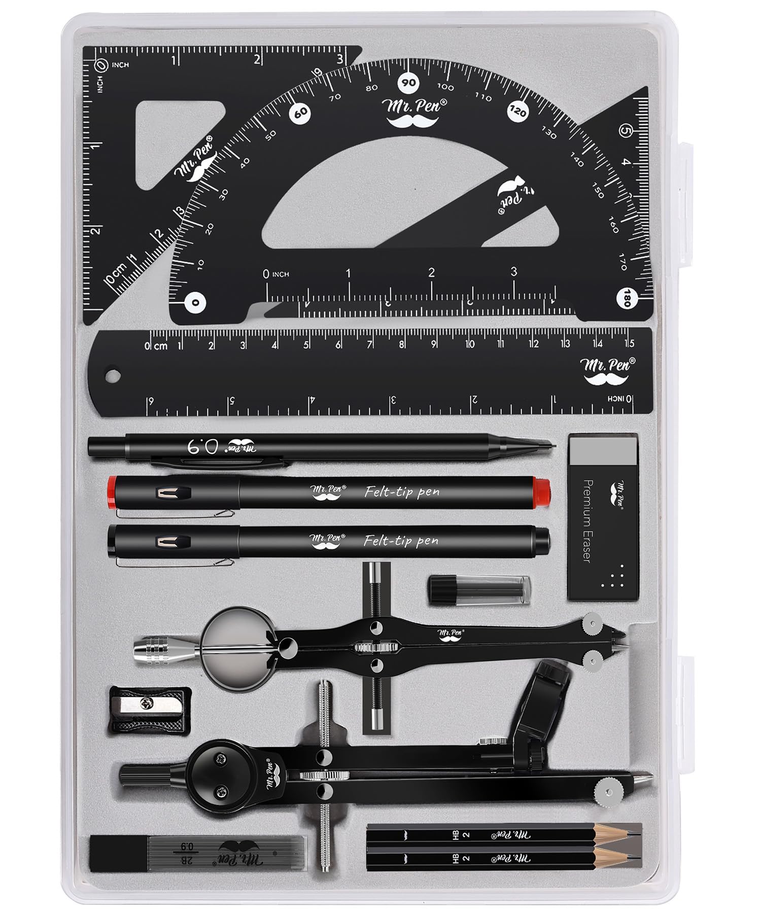 Drawing Set - Geometry Kit - 16 Pieces