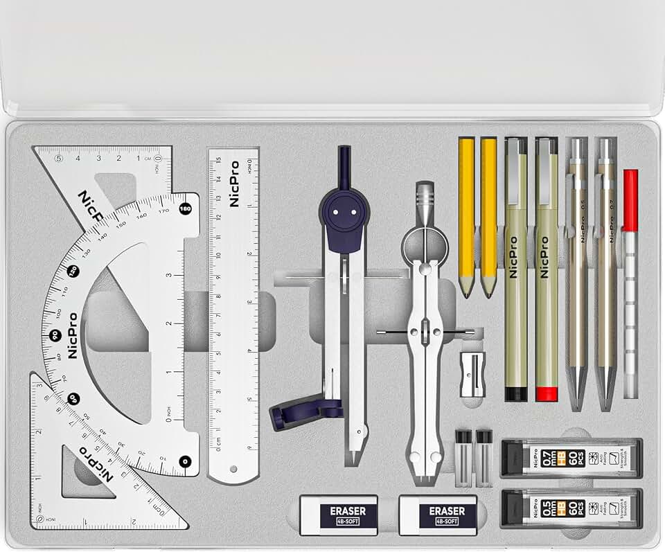 Drawing Set - Geometry Kit - 20 Pieces