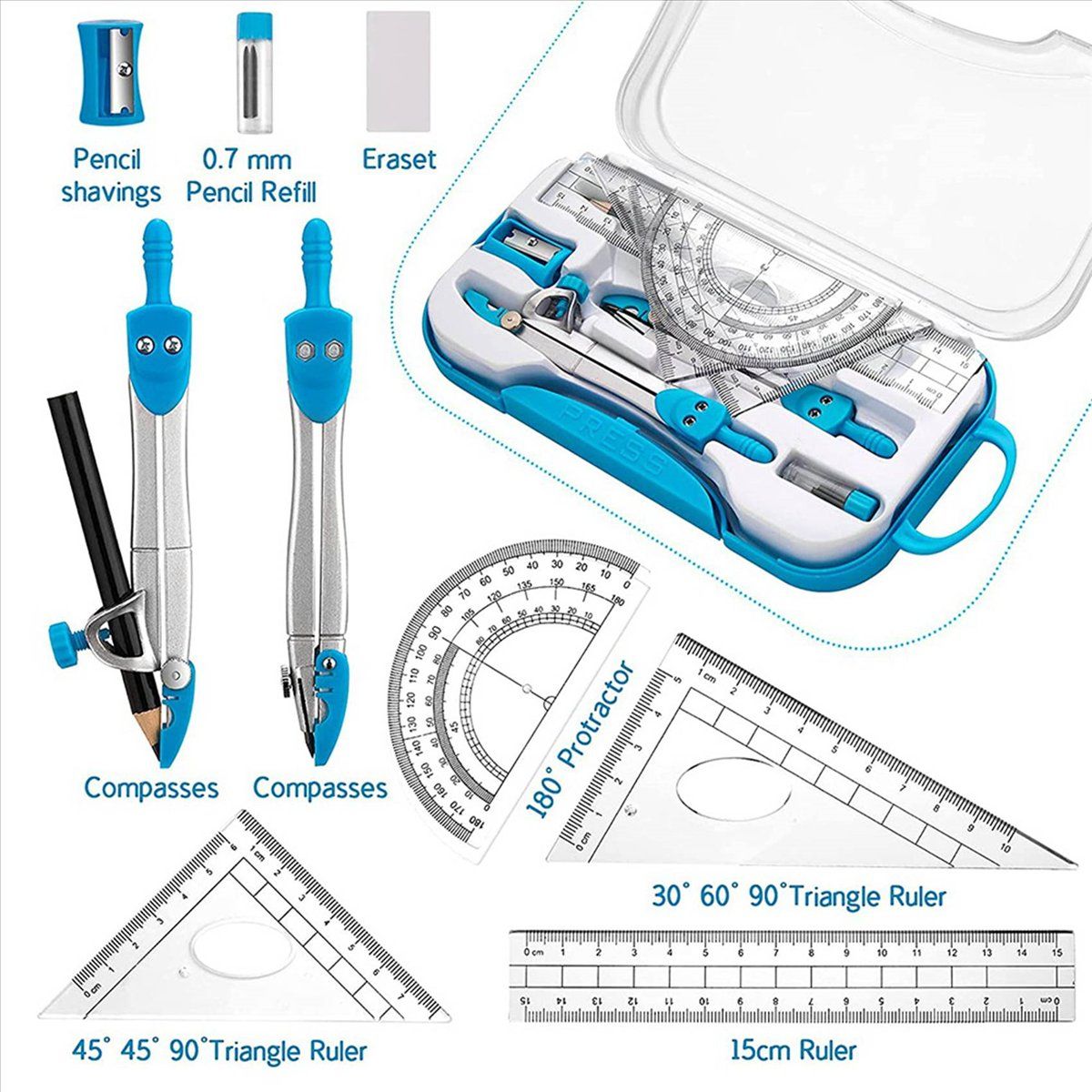 Drawing Set - Geometry Kit - 20 Pieces