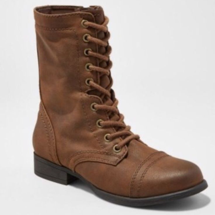 Durable Cognac Combat Boots
