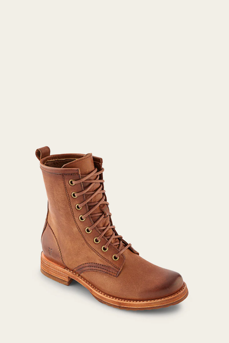 Durable Cognac Combat Boots