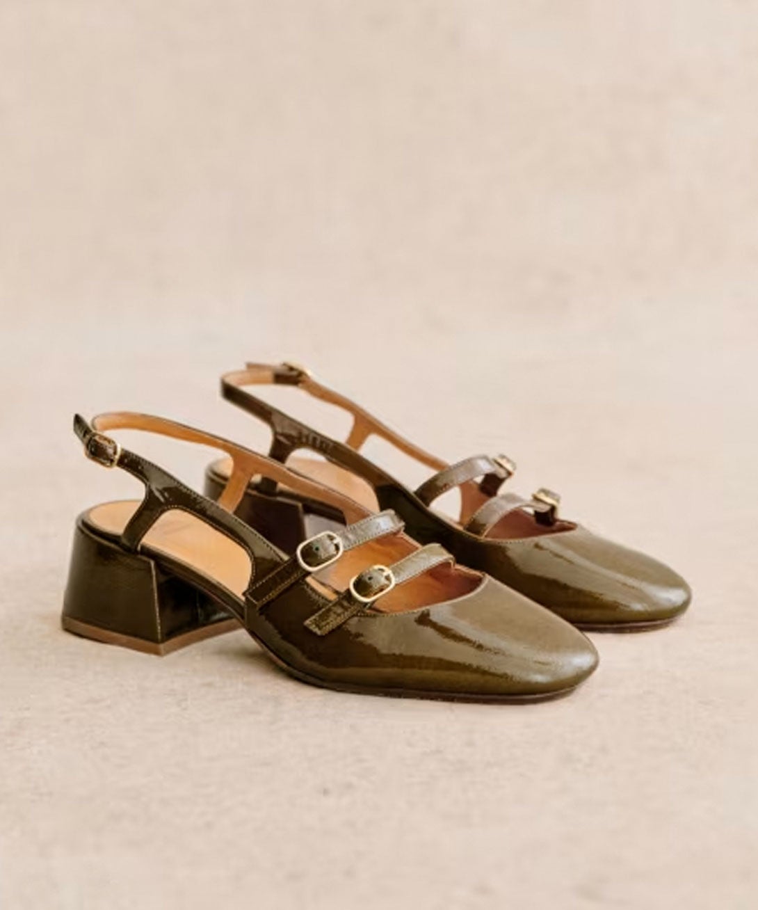 Elegant Olive Patent Leather Shoes