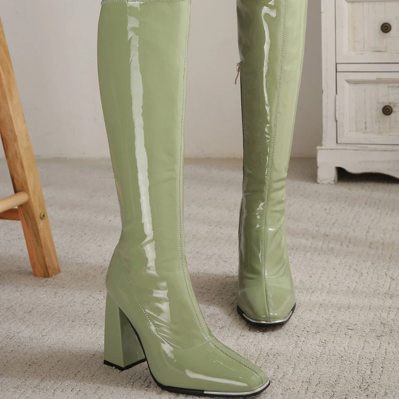 Elegant Olive Patent Leather Shoes