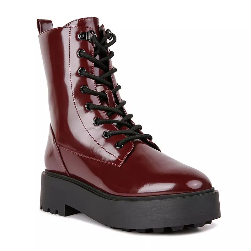 Hiking Burgundy Combat Boots