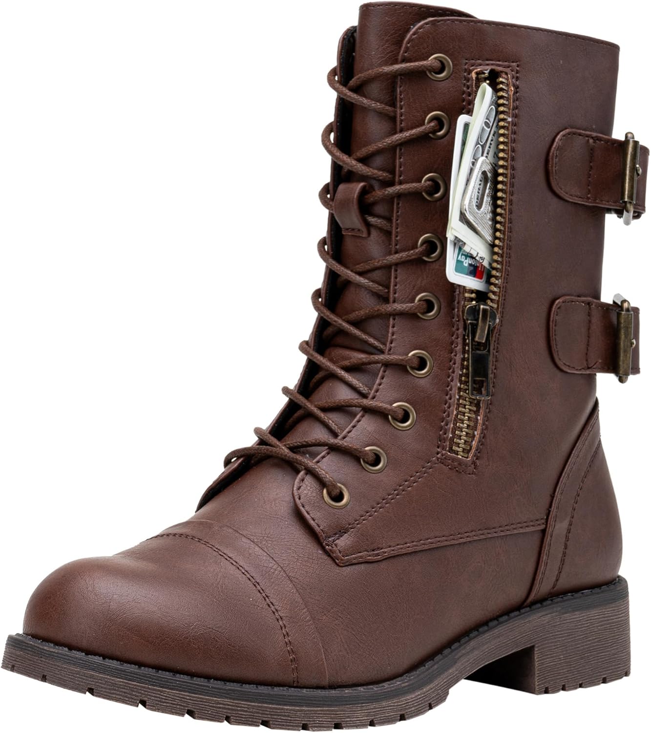 Hiking Cognac Combat Boots