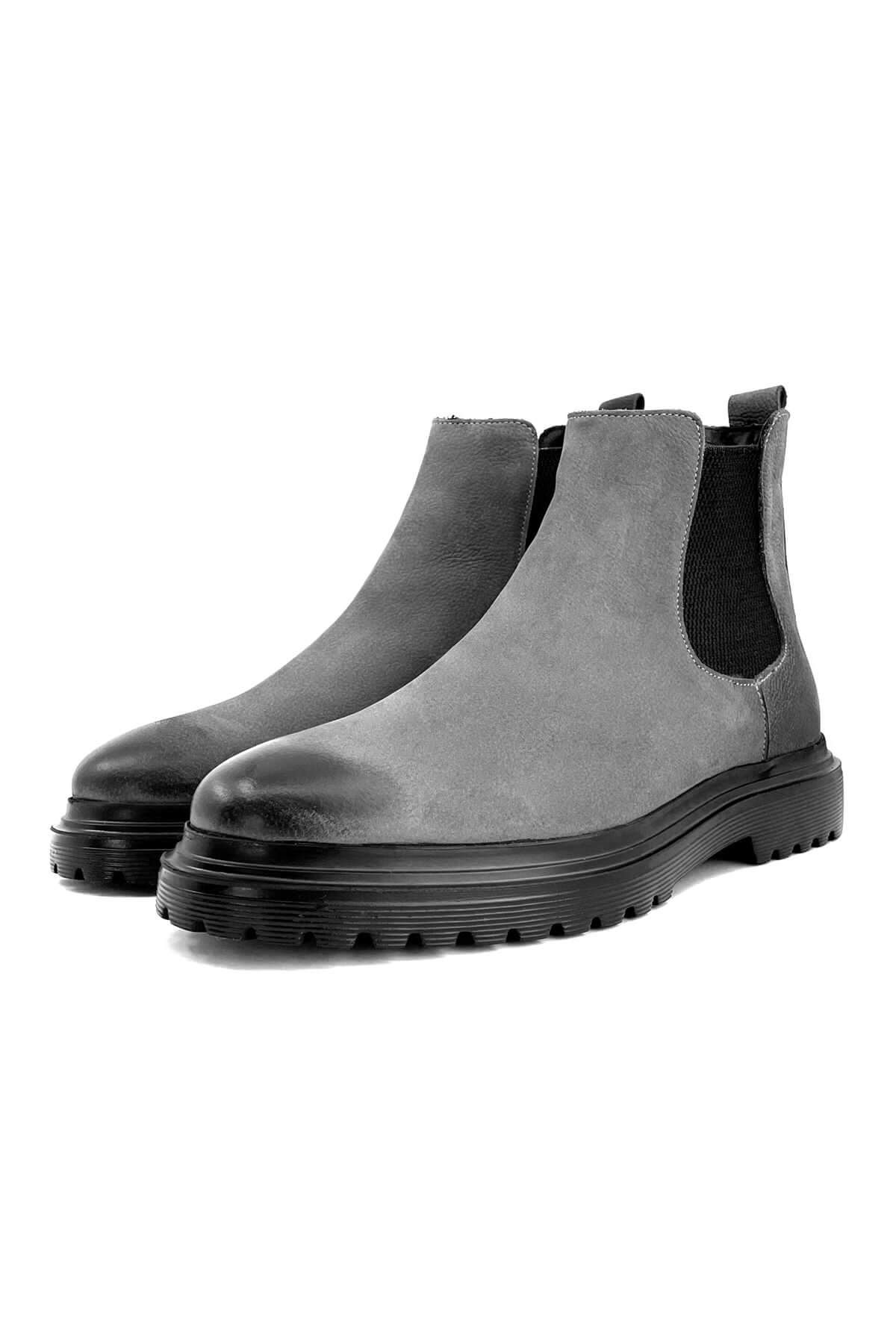 Leather Grey Chelsea Boots