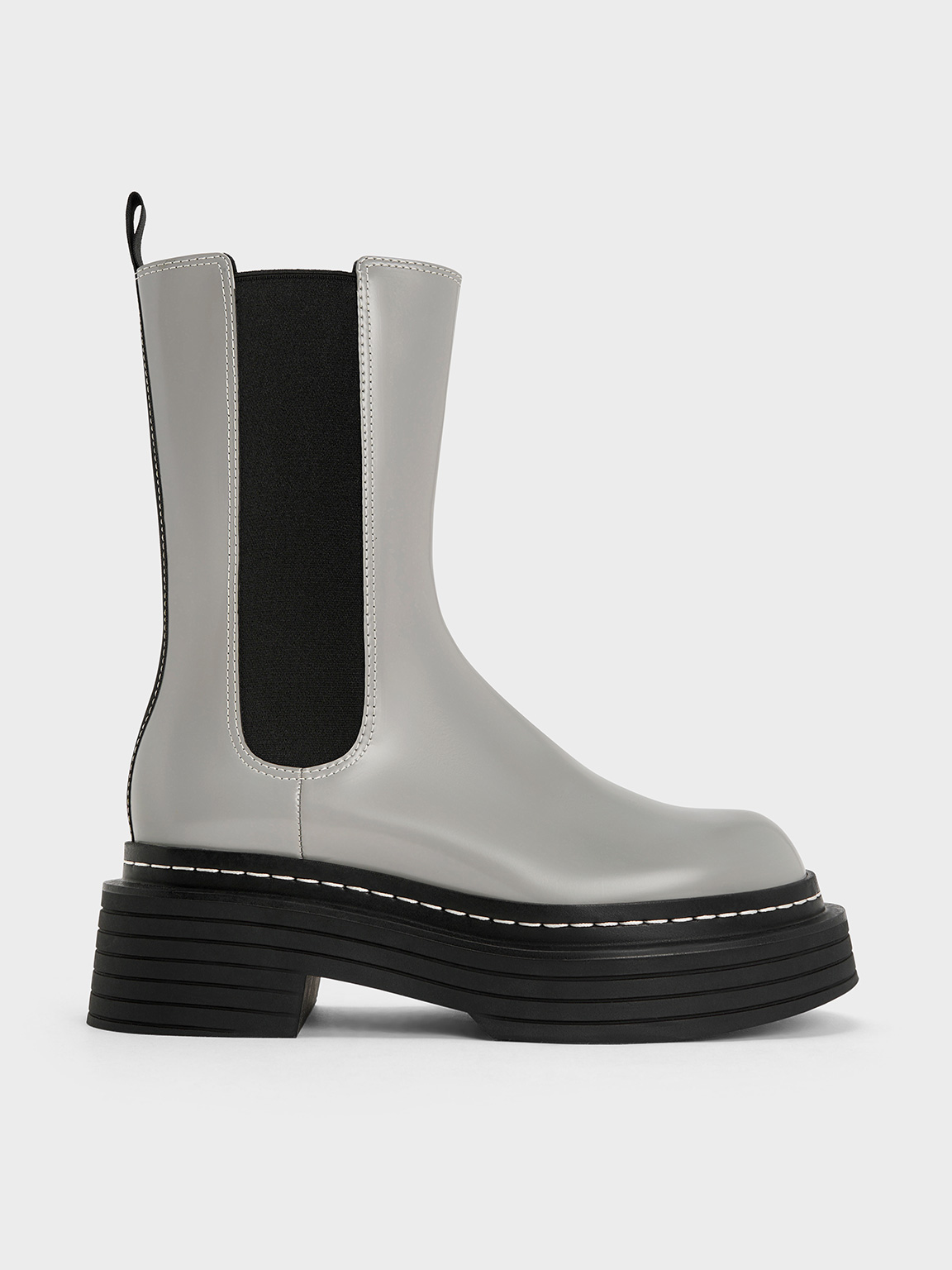 Leather Grey Chelsea Boots