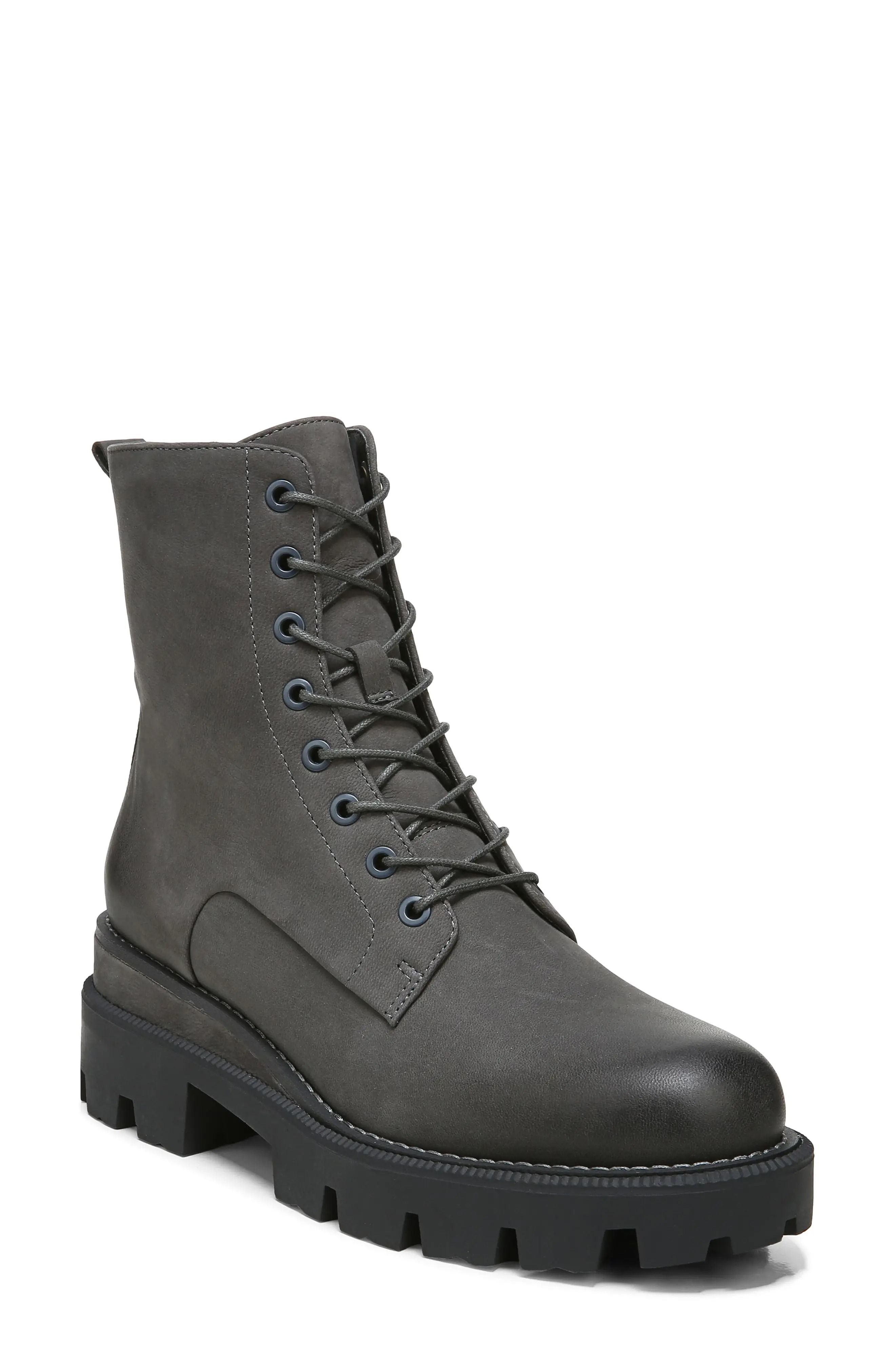 Leather Grey Combat Boots