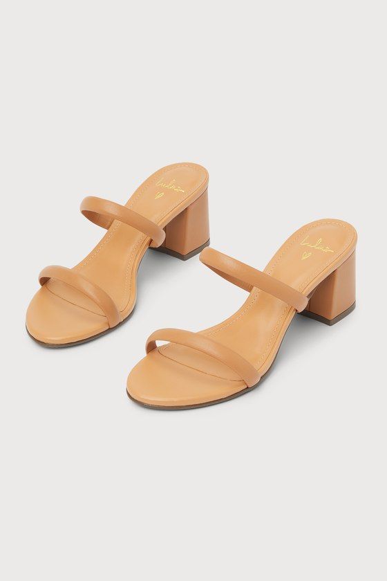 Light Cognac Slide Sandals