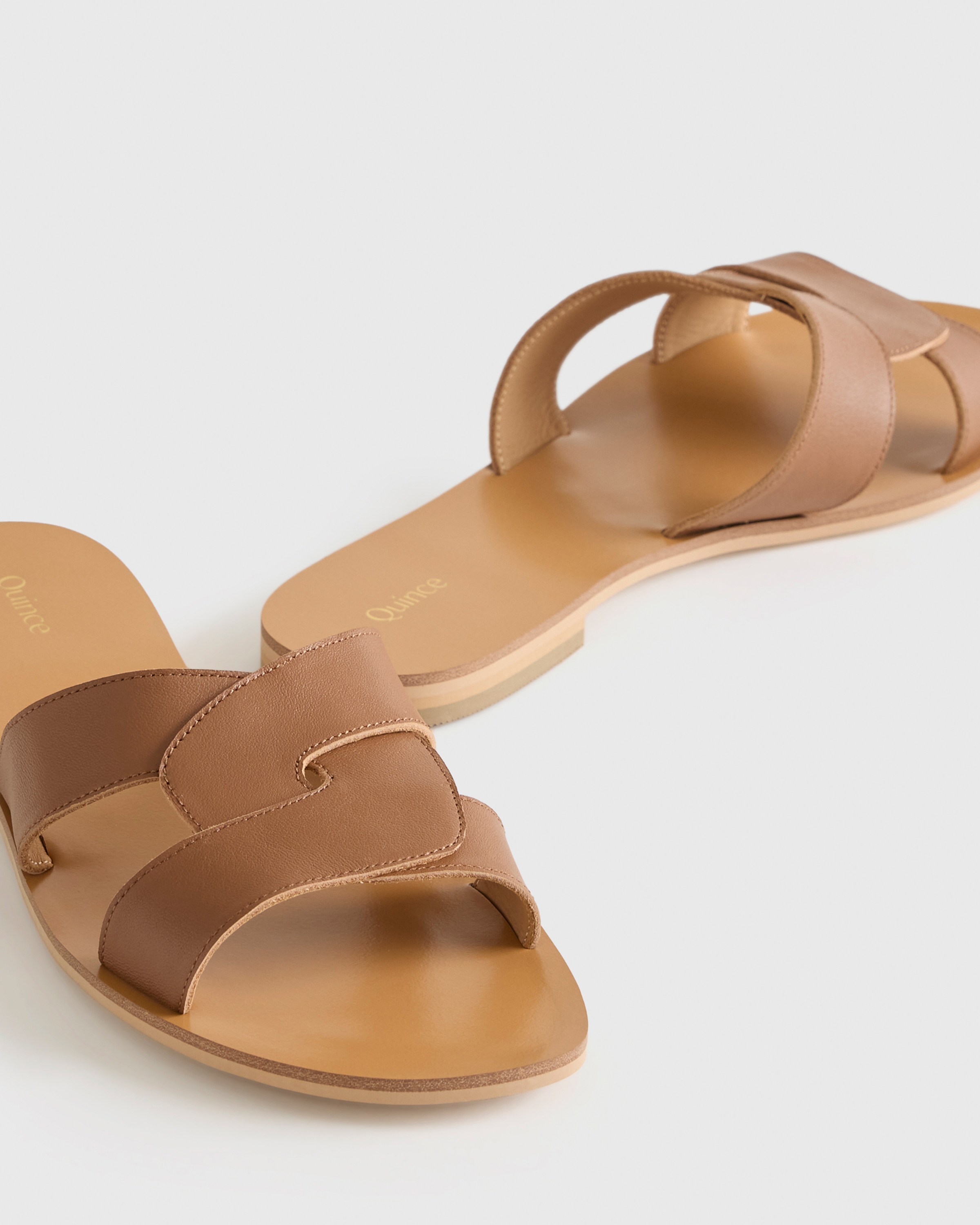 Light Cognac Slide Sandals