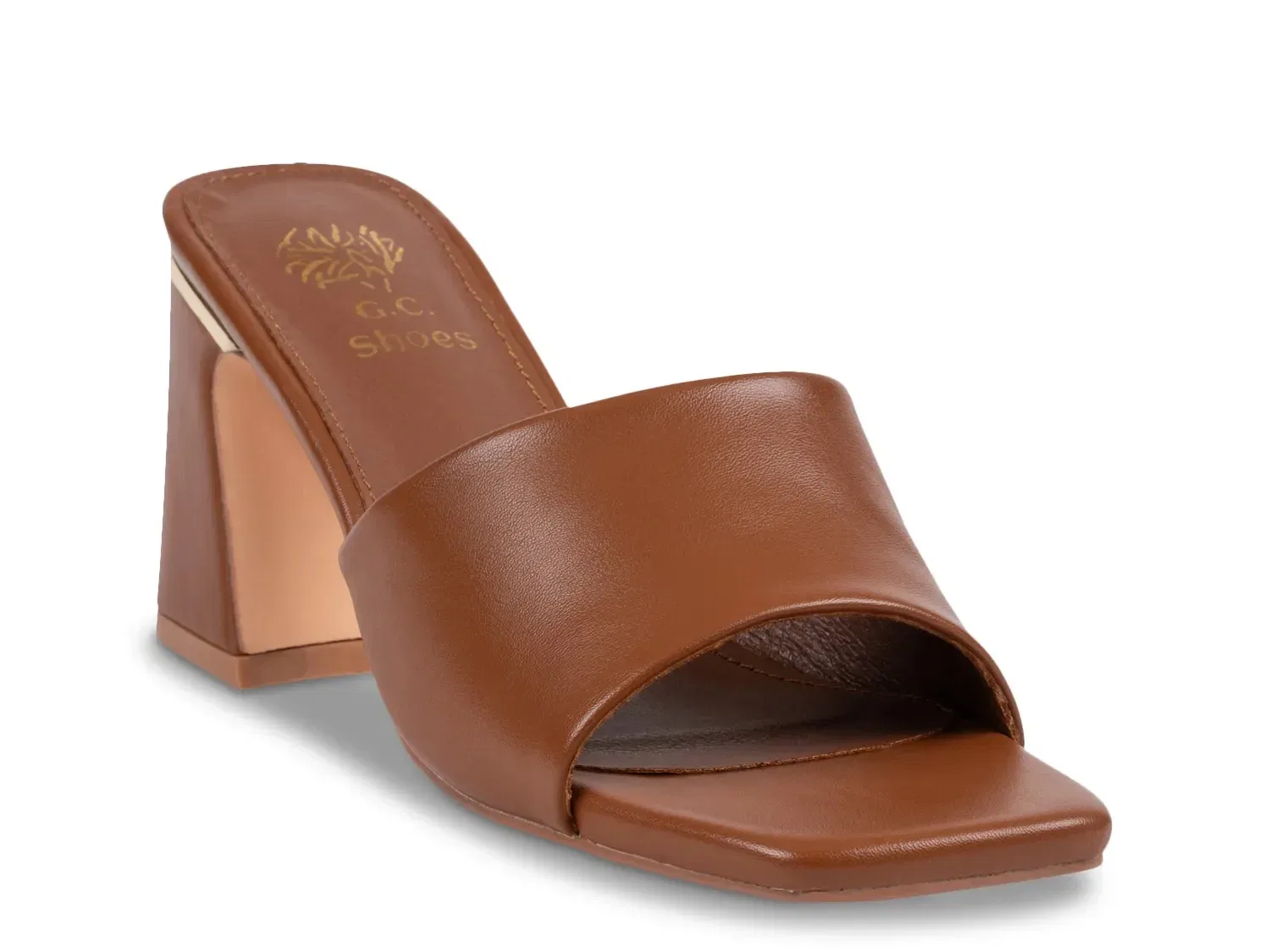 Light Cognac Slide Sandals
