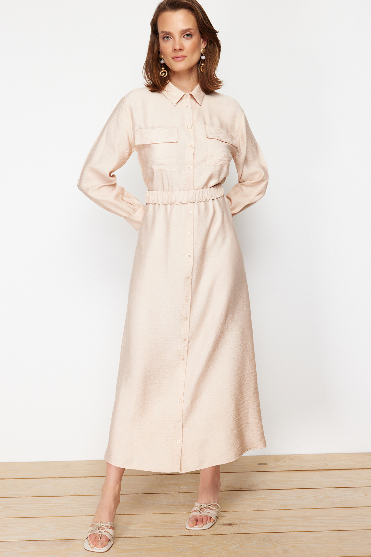Modest Dress - Beige