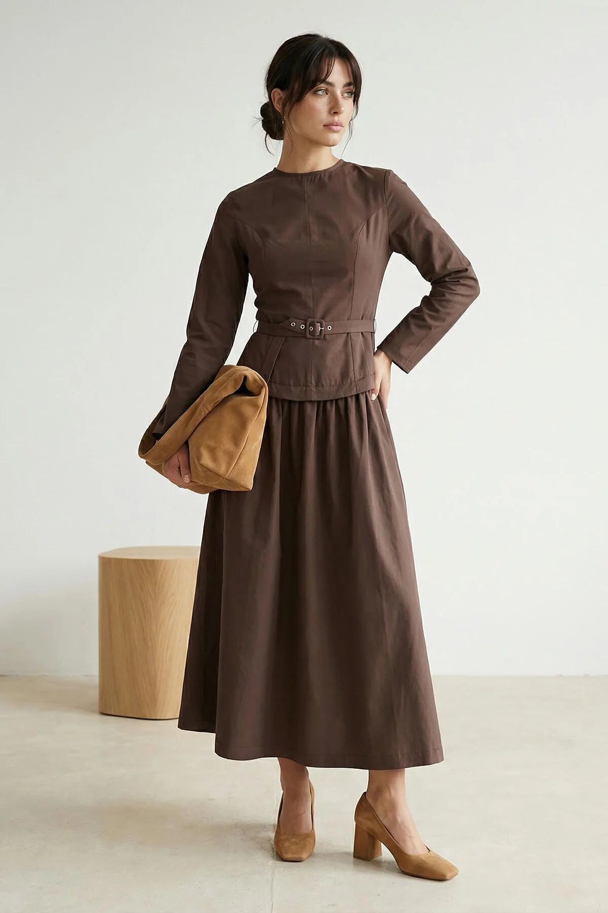Modest Dress - Brown