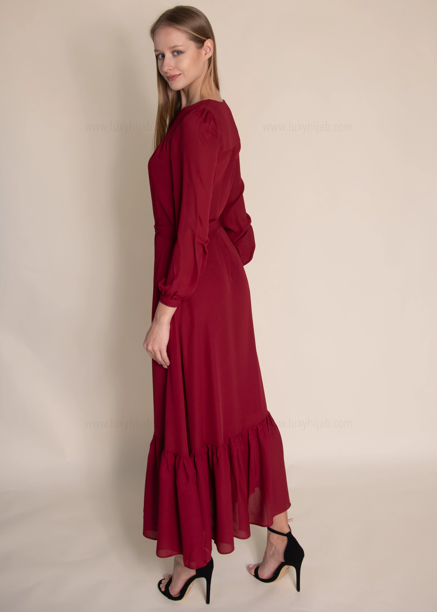 Modest Dress - Maroon