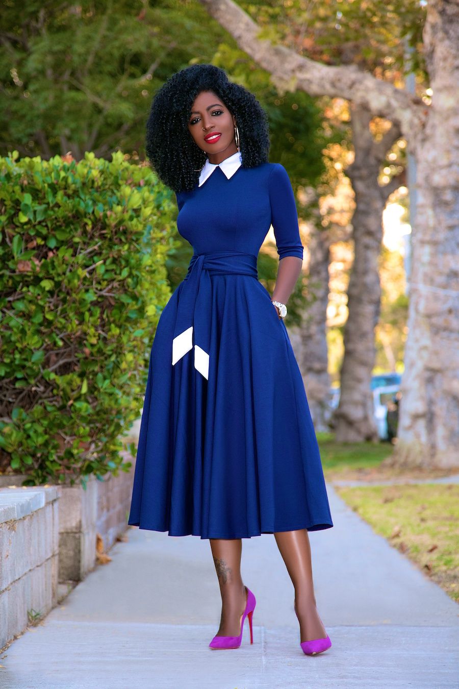 Modest Fashion Dress - Navy