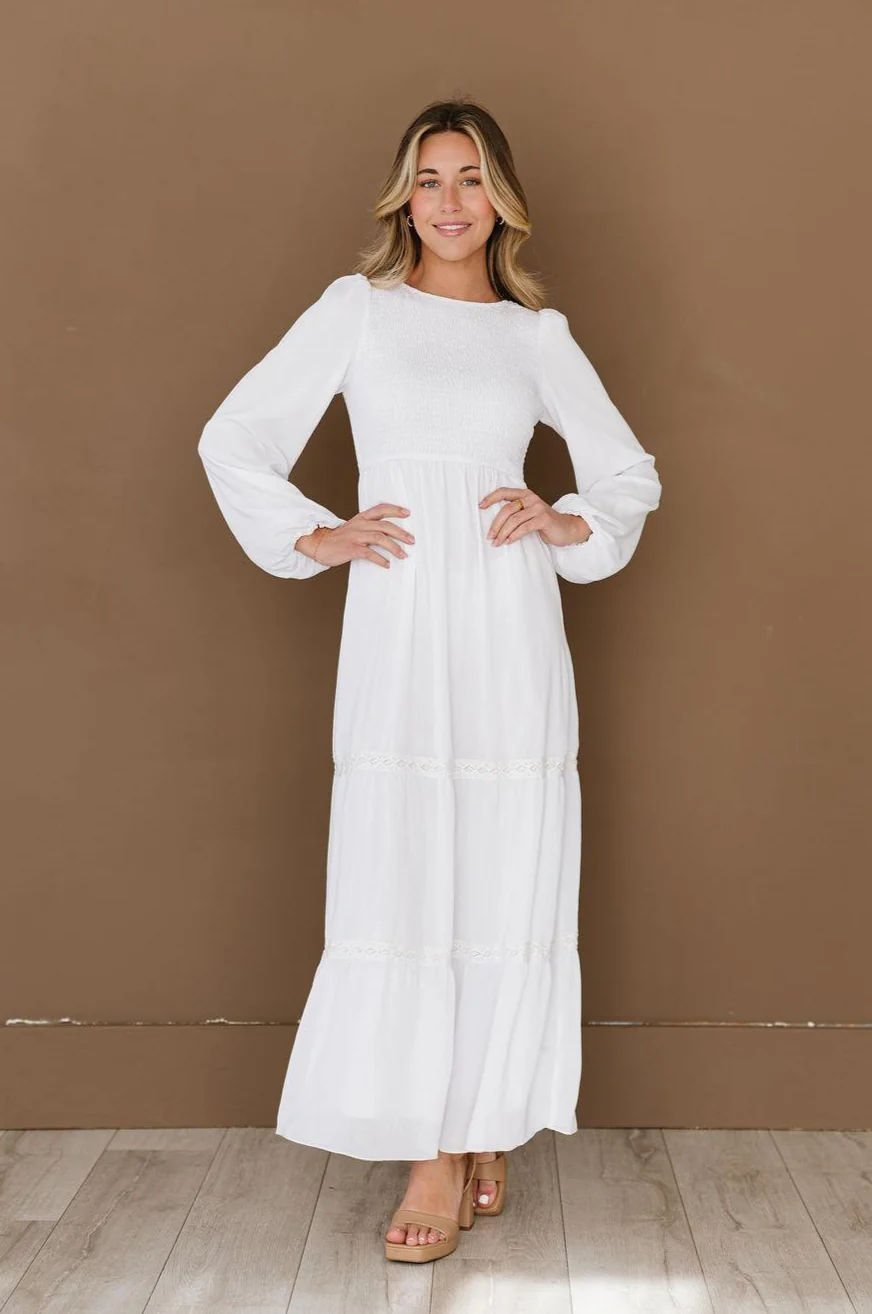 Modest Fashion Dress - White