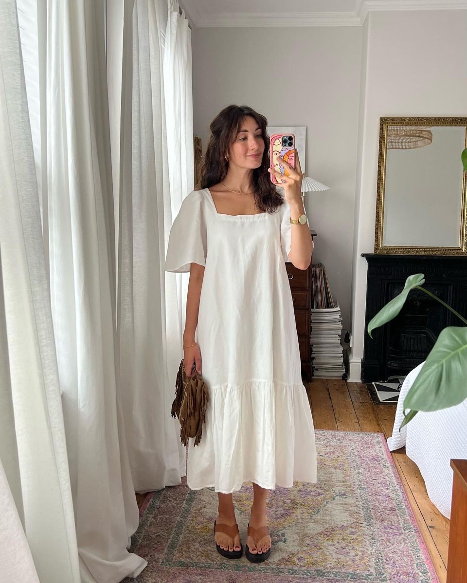 Modest Fashion Dress - White