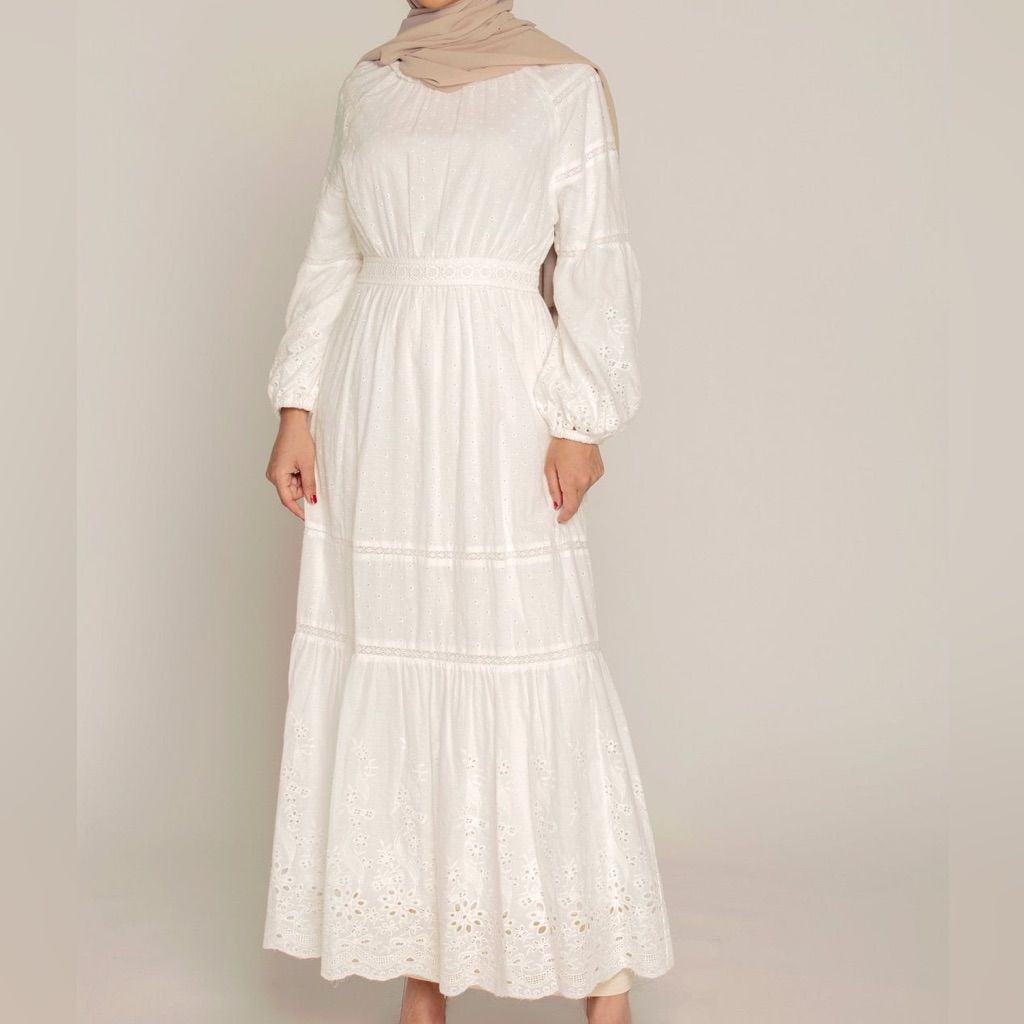 Modest Fashion Dress - White