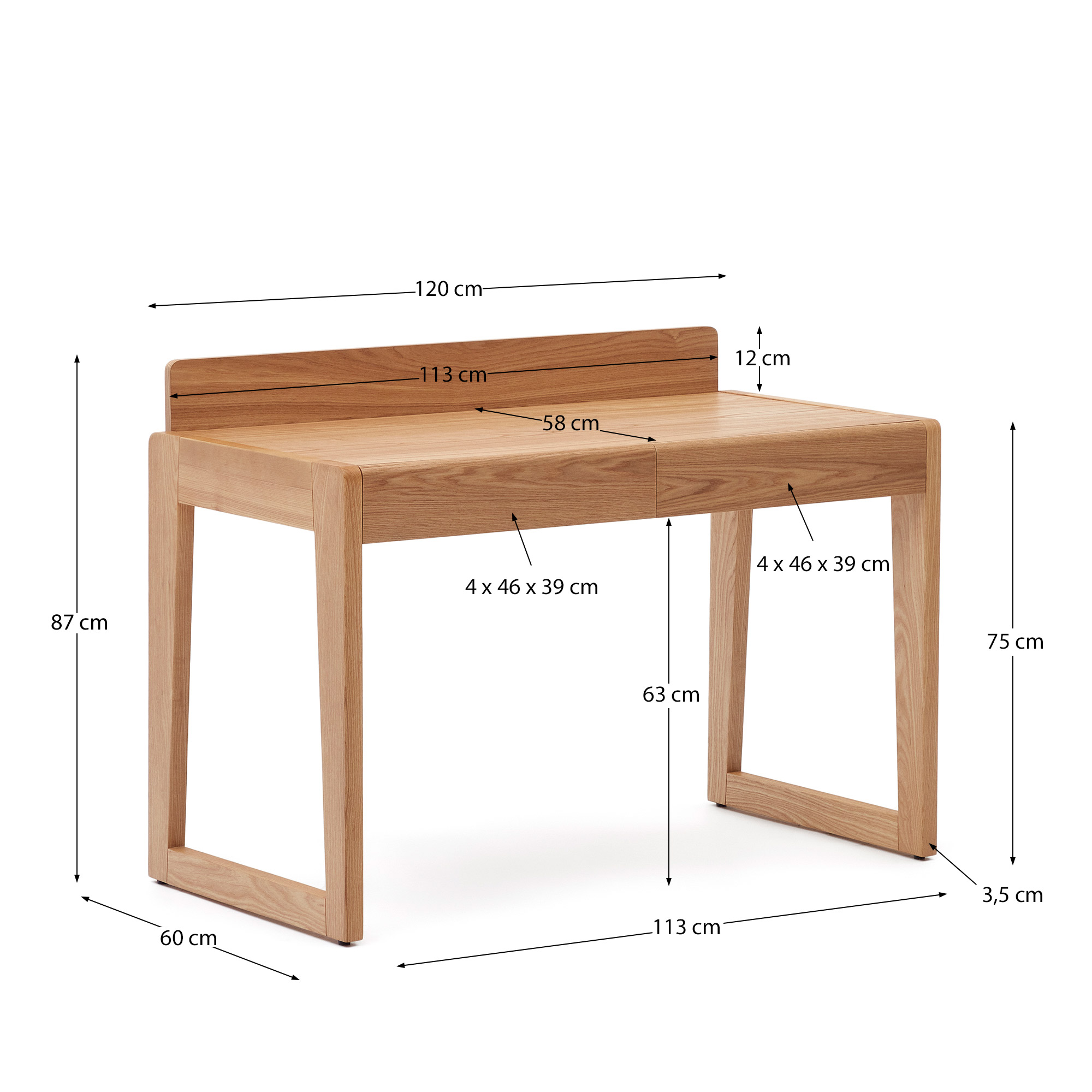 Office Desk - 120x60cm - Wood Grain