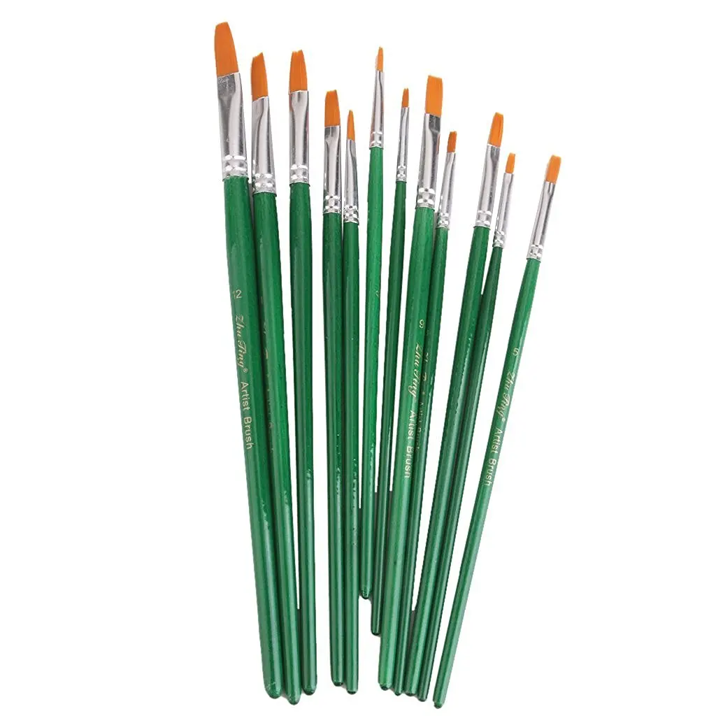 Paint Brushes - Flat Set - 12pcs