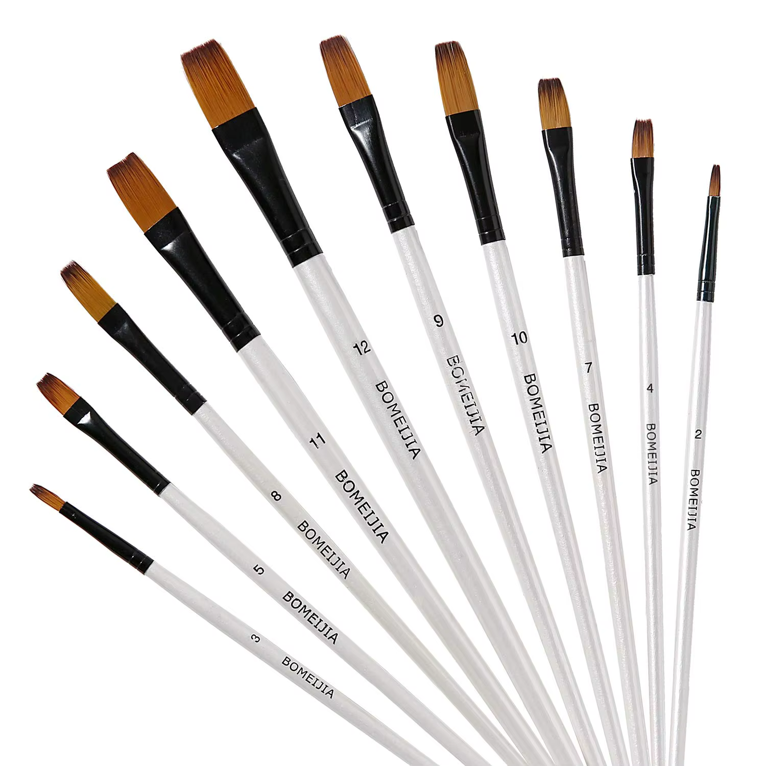 Paint Brushes - Flat Set - 12pcs