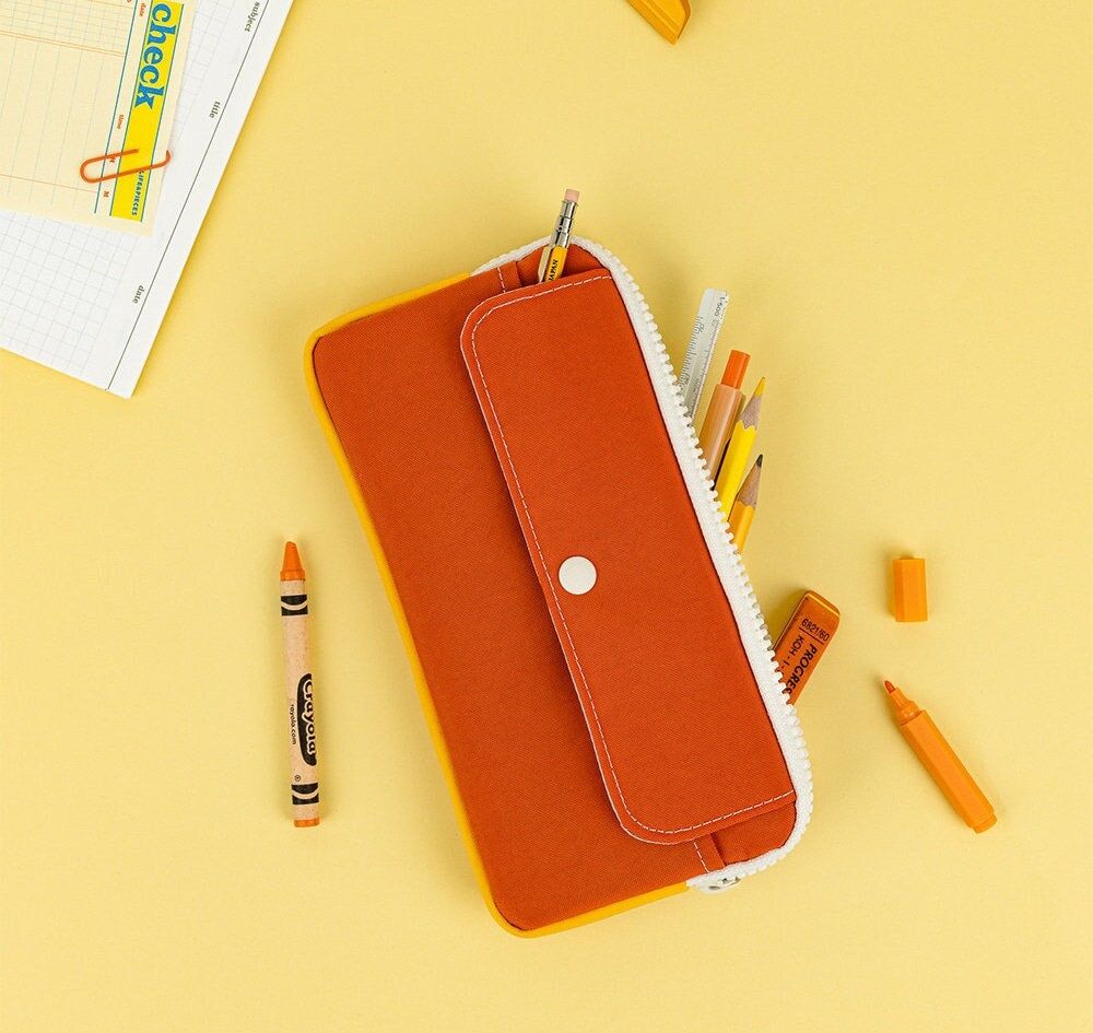 Pencil Case - Fabric - Zip - Orange