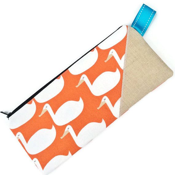 Pencil Case - Fabric - Zip - Orange