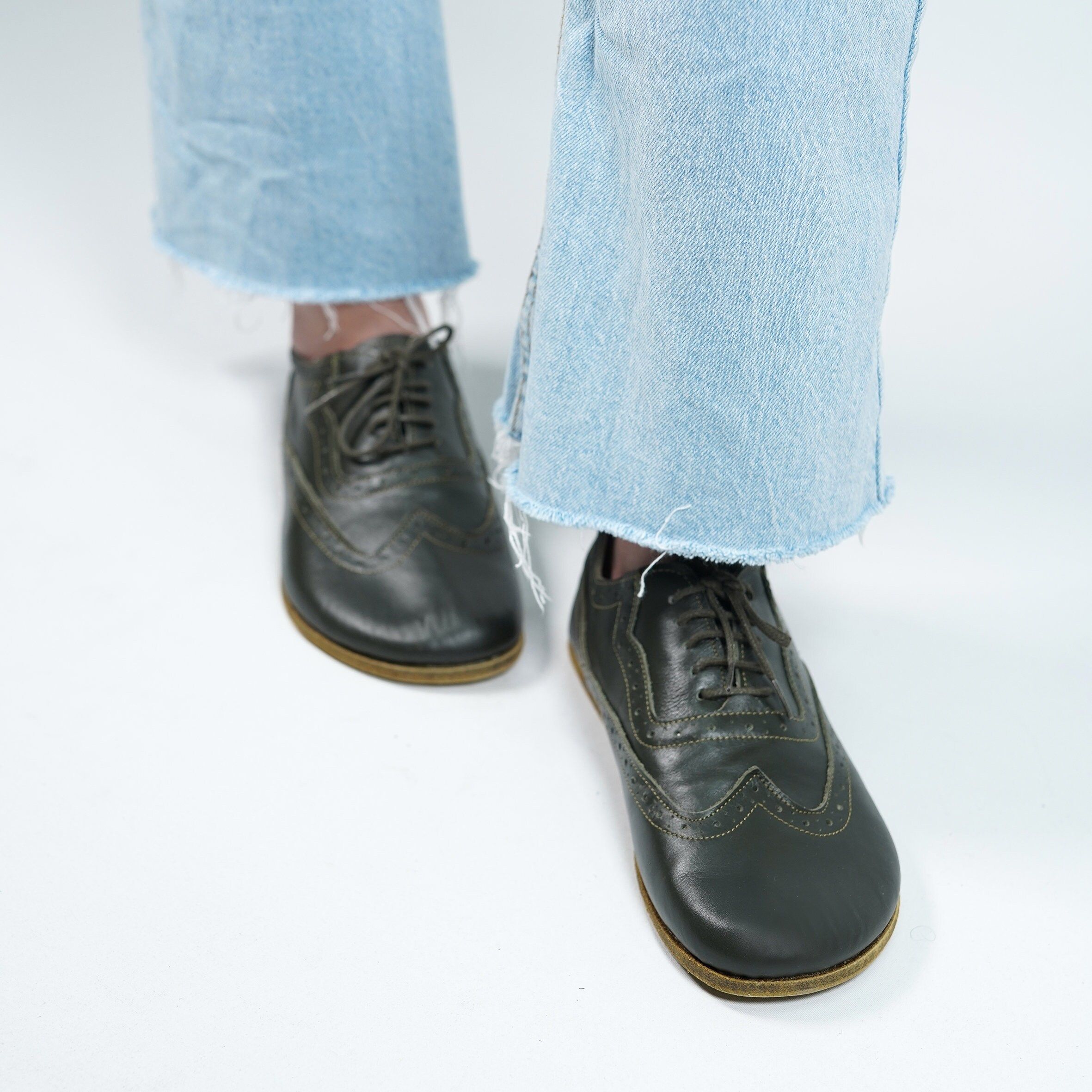 Polished Olive Oxford Shoes