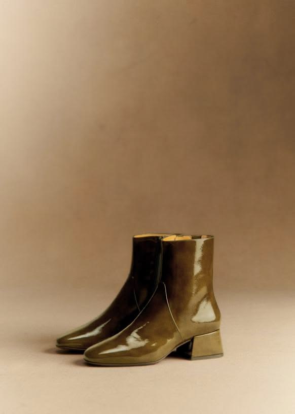 Premium Olive Patent Leather Shoes