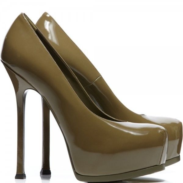 Premium Olive Patent Leather Shoes