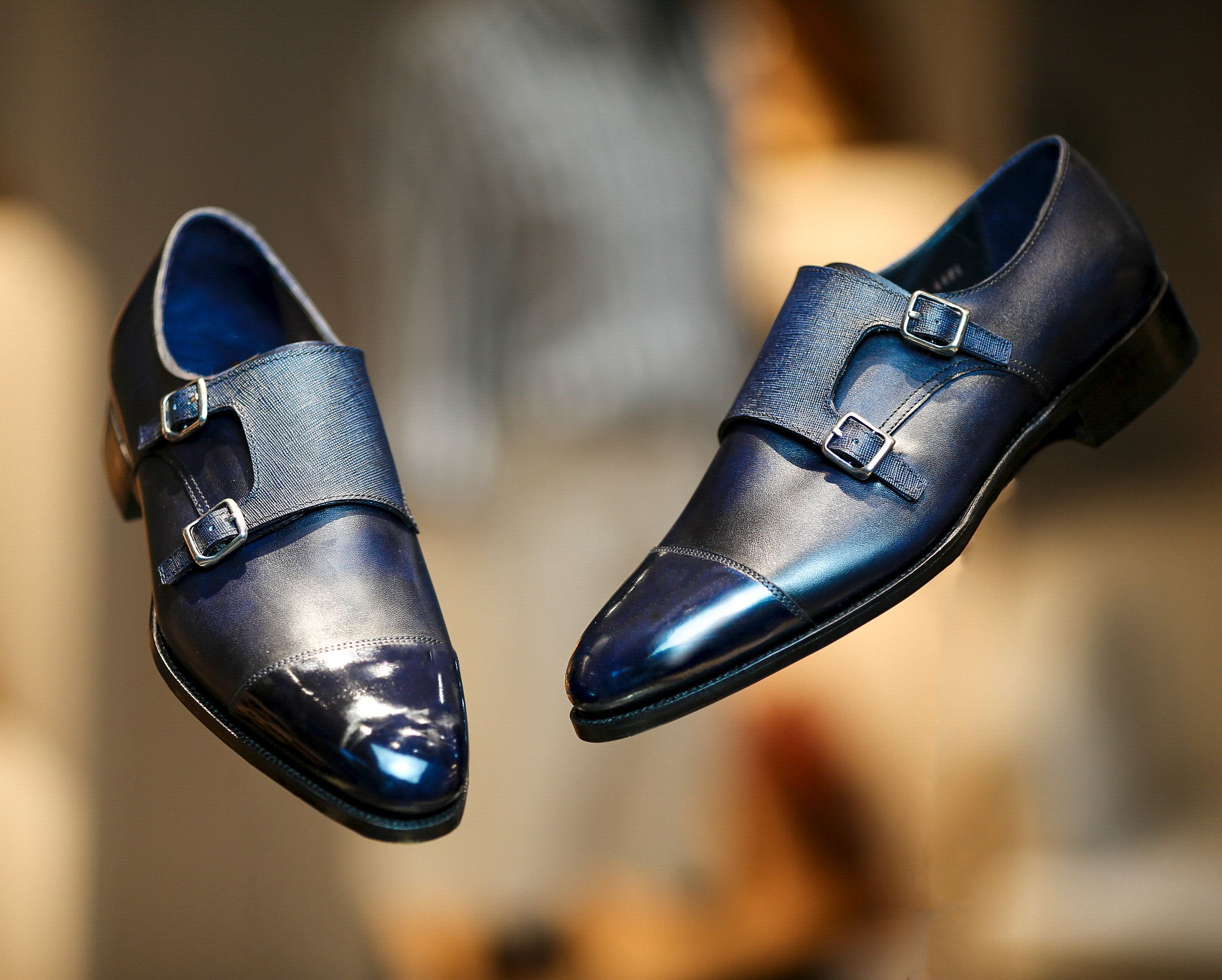 Refined Navy Blue Monk Straps