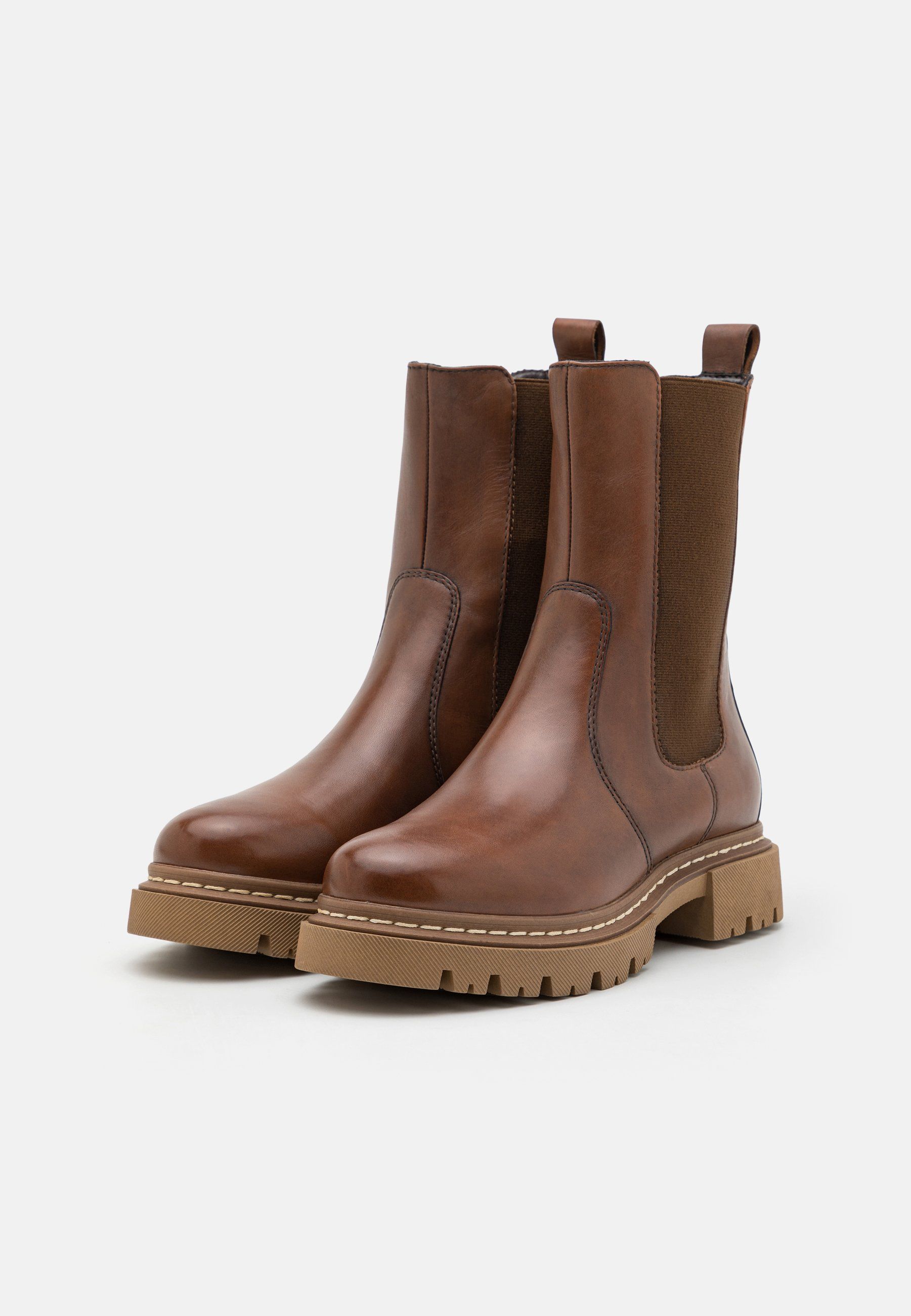 Rugged Cognac Dress Boots