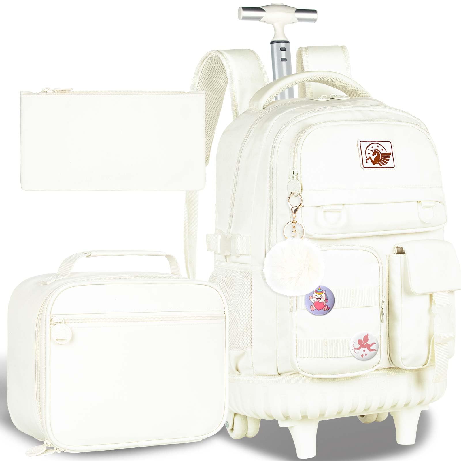 School Bag - Wheeled - White