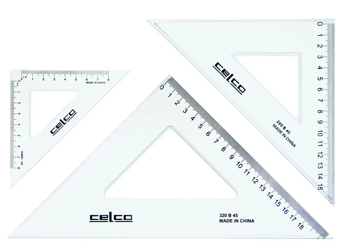 Set Square - 45/90 degrees - Clear