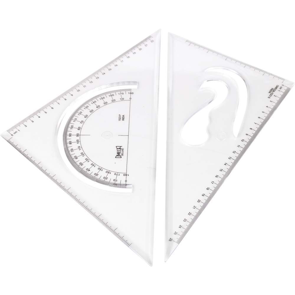 Set Square - 45/90 degrees - Clear