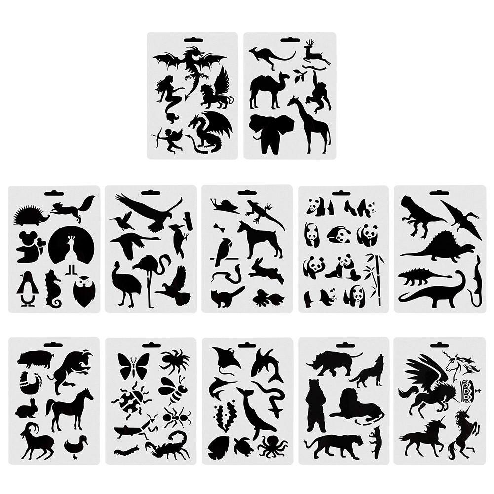 Stencil Set - Animals - 12 Pieces