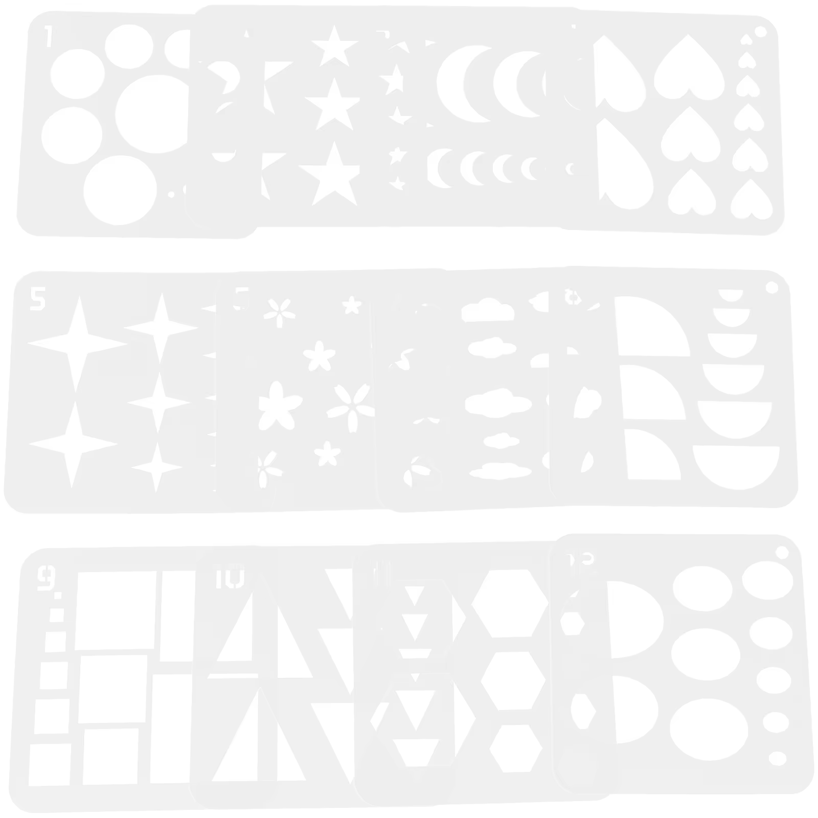 Stencil Set - Shapes - 12 Pieces