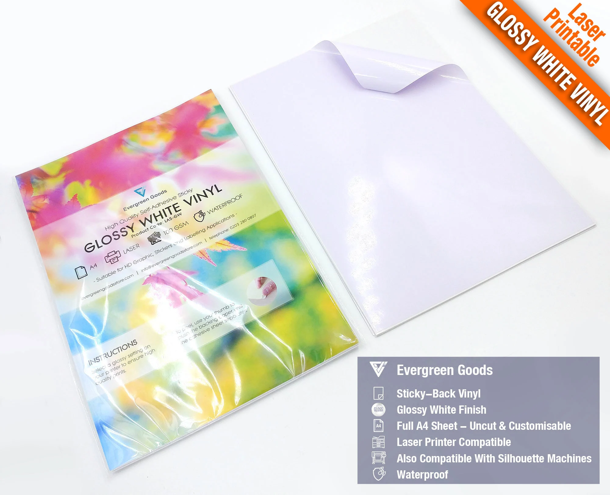 Sticker Paper - A4 - 25 Sheets - Glossy