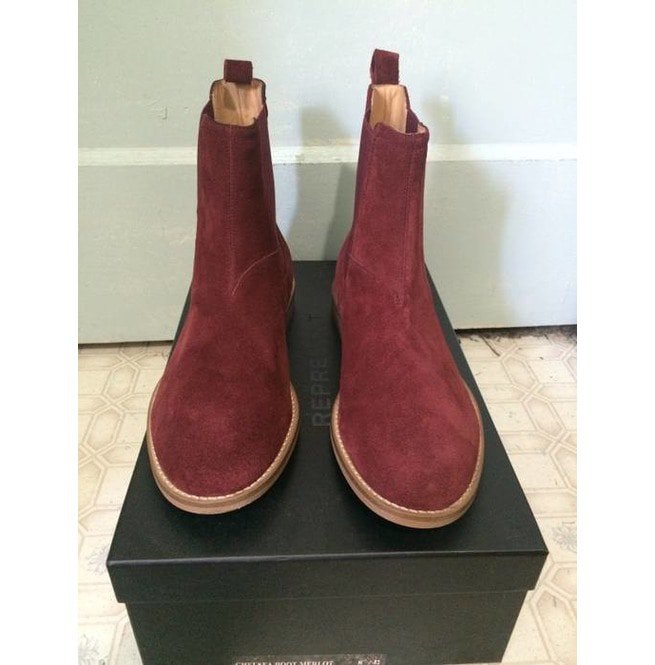 Suede Burgundy Chelsea Boots