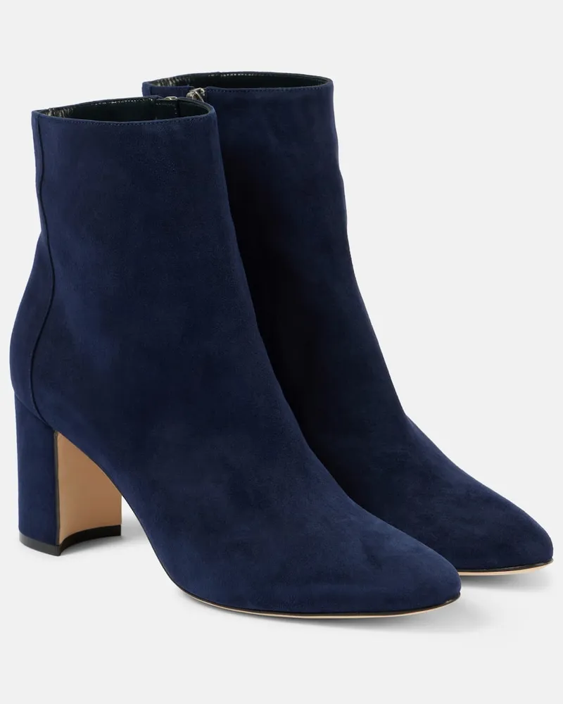 Suede Navy Blue Ankle Boots