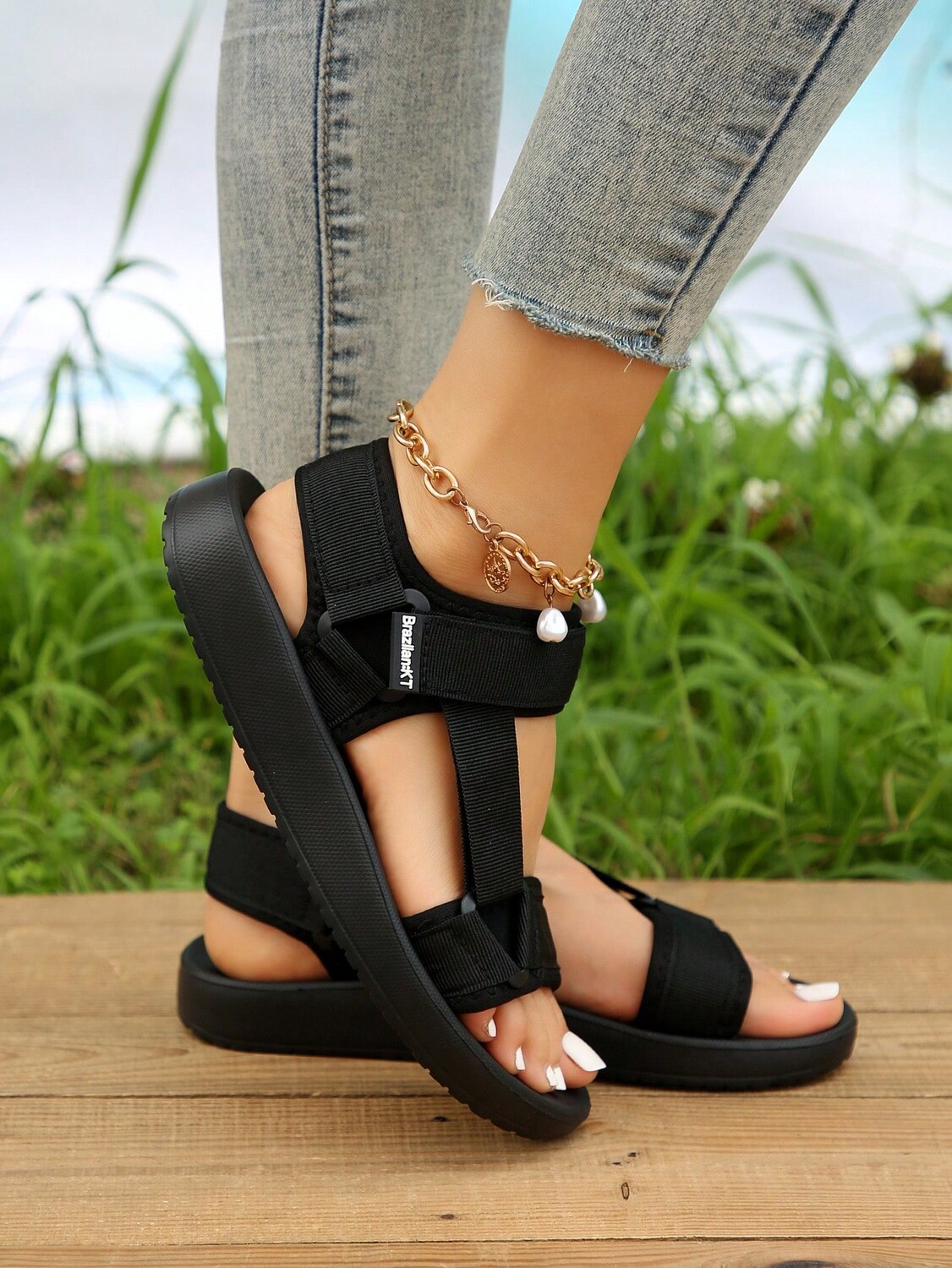 Summer Black Sport Sandals