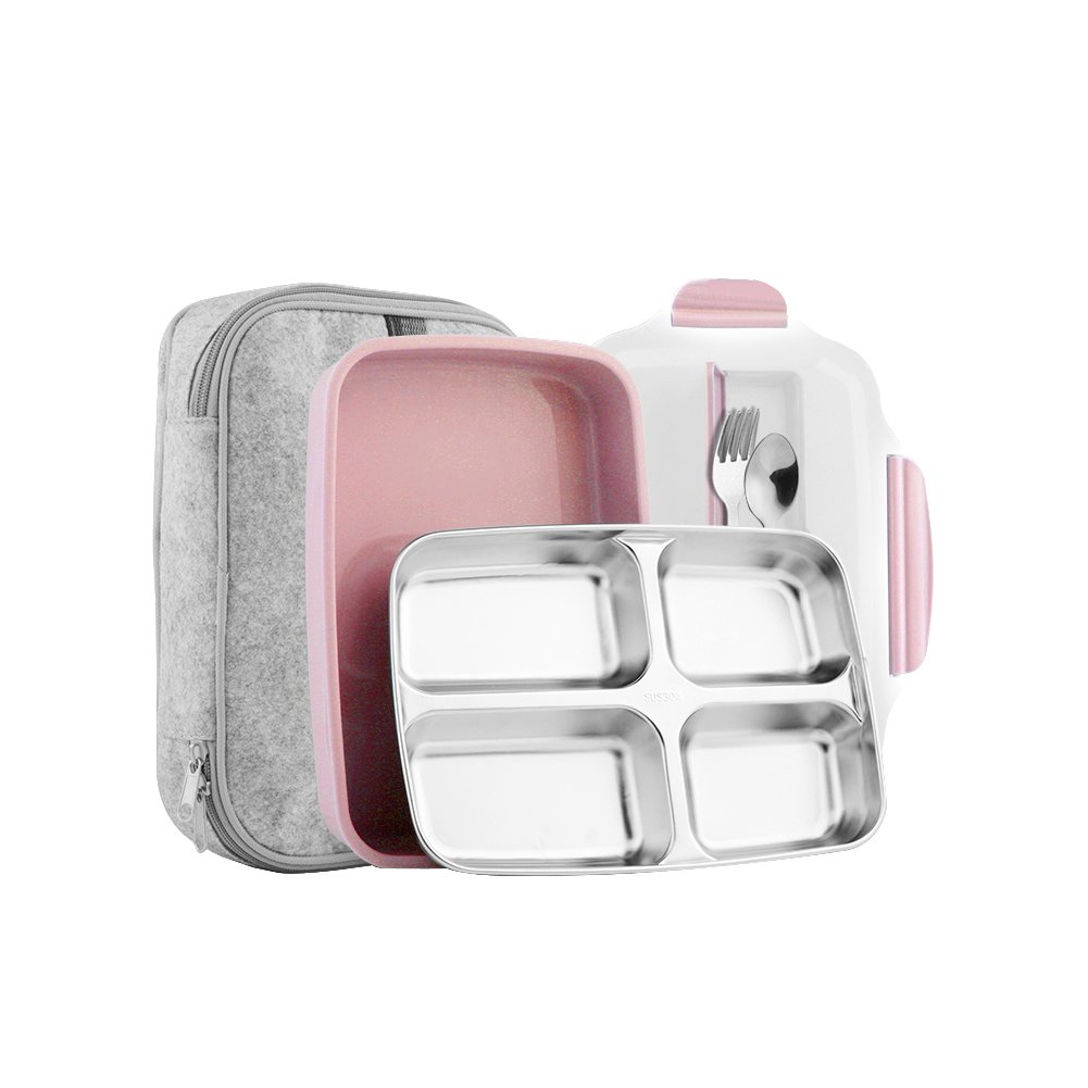 Lunch Box - Steel - Pink