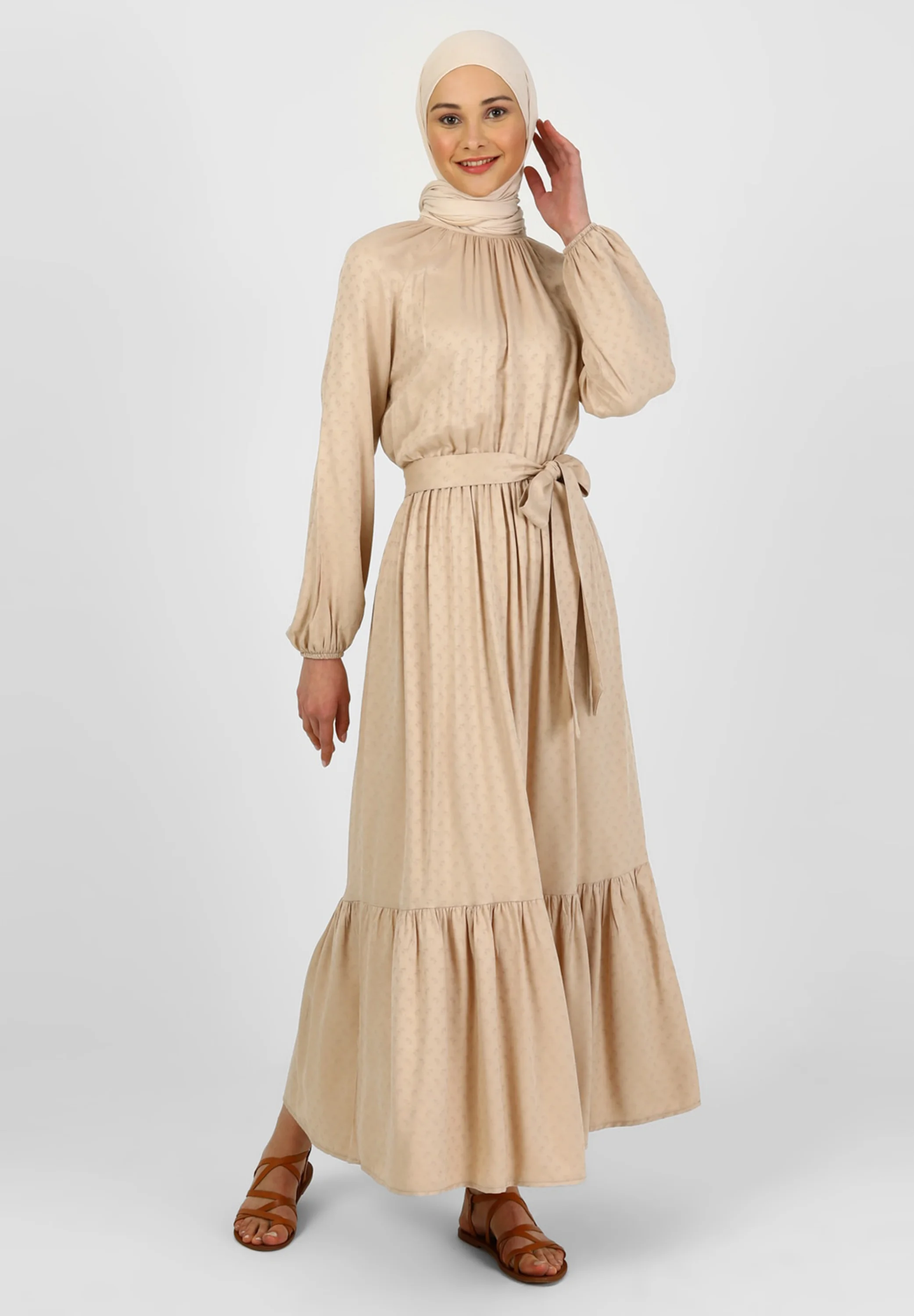 Modest Fashion Dress - Beige