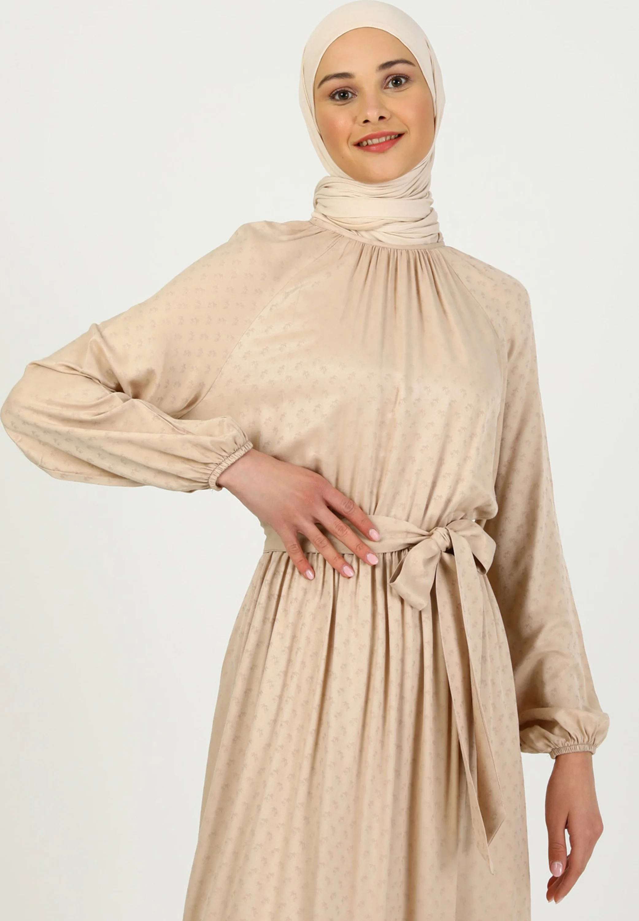 Modest Fashion Dress - Beige