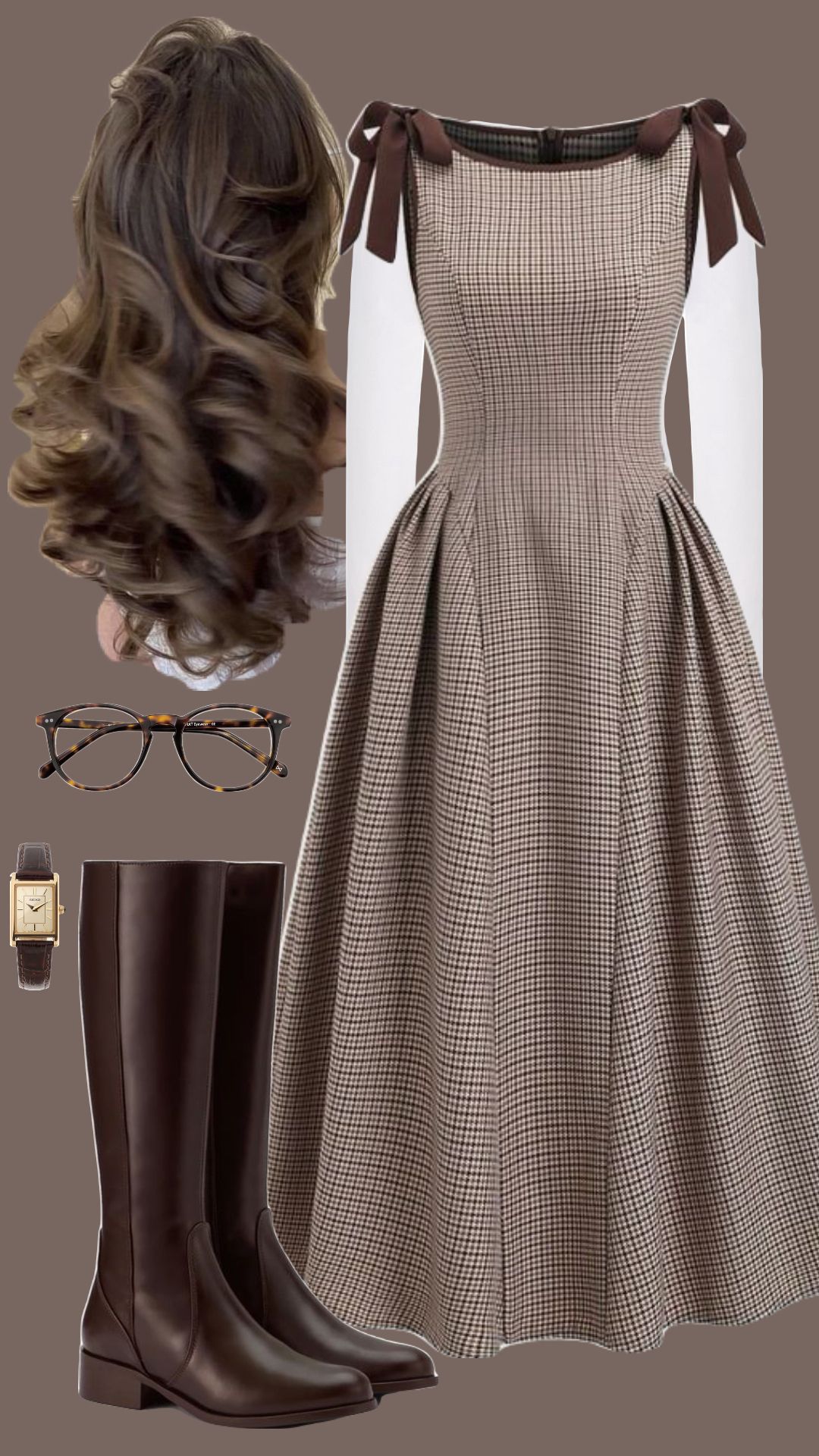 Modest Fashion Dress - Brown